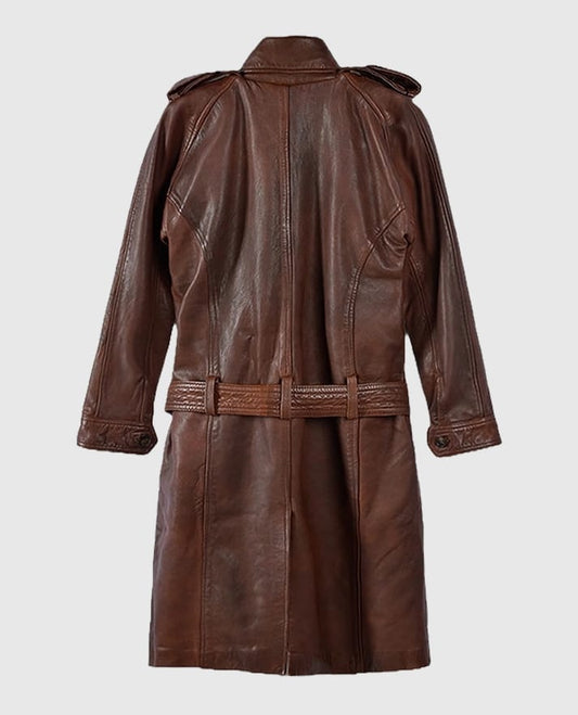 Women's Spanish Brown Leather Long Coat
