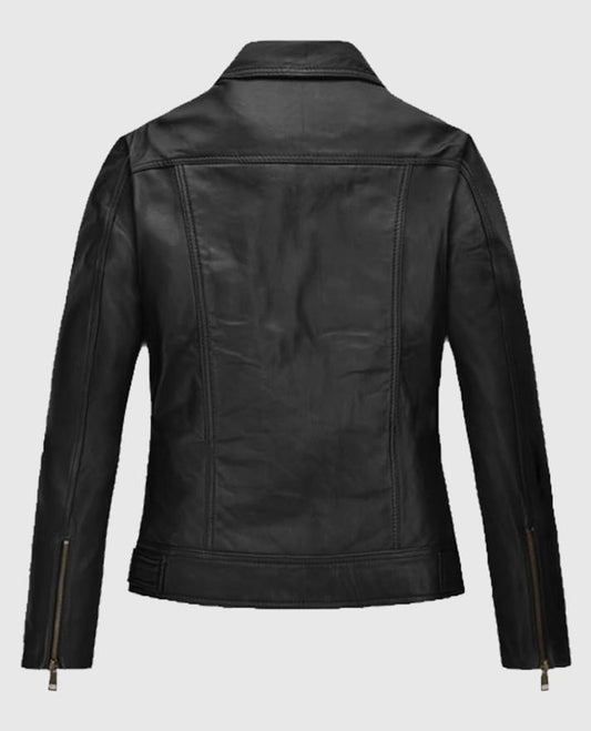 Women's Black Asymmetrical Biker Leather Jacket