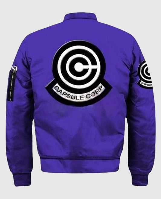 Dragon Ball Z Futuristic Capsule Inc Blue Varsity Jacket