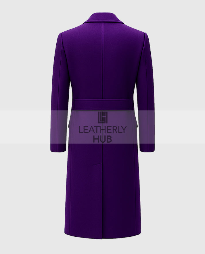Men's Purple Double-Breasted Long Trench Coat