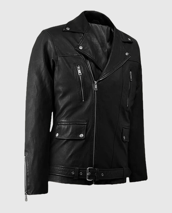 Men's Dauntless Black Biker Leather Jacket