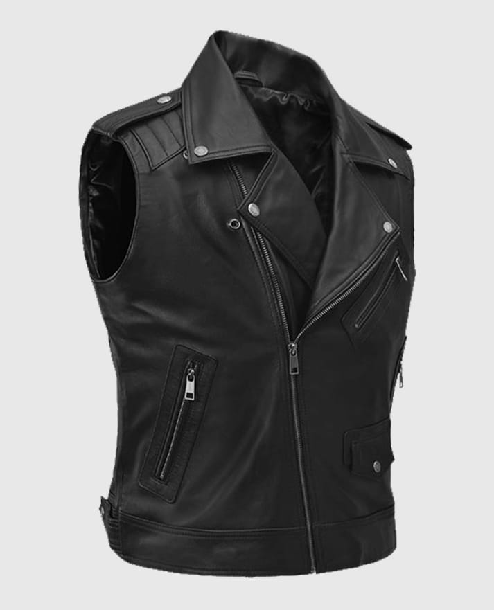 Men’s Black Bikers Quilted Leather Vest