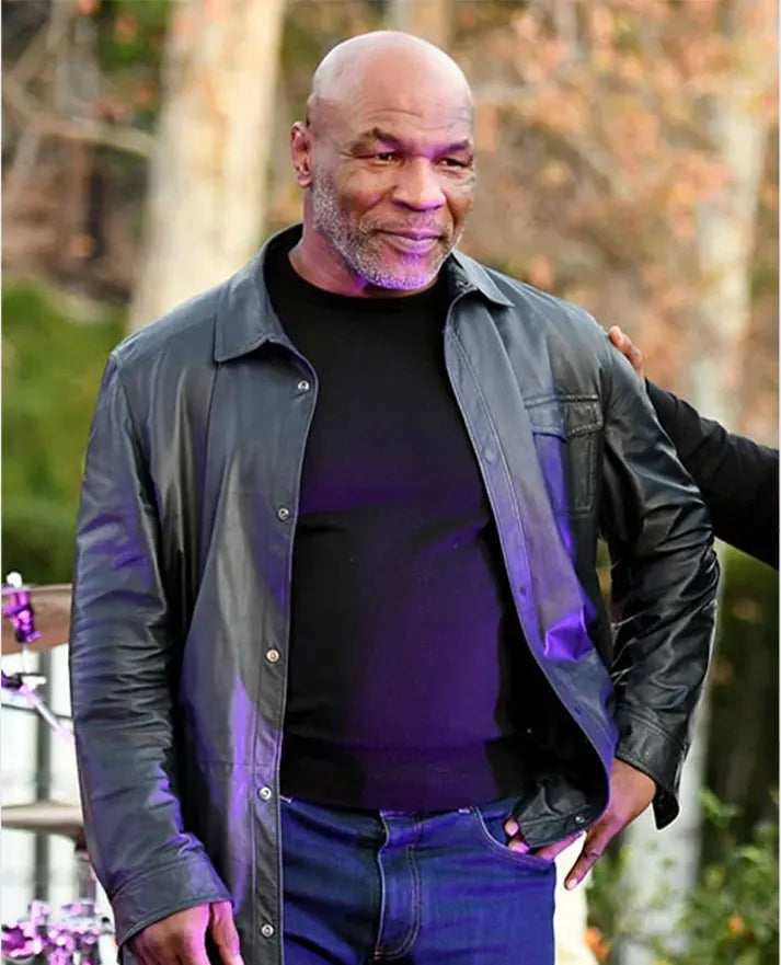 Mike Tyson Blue Leather Jacket