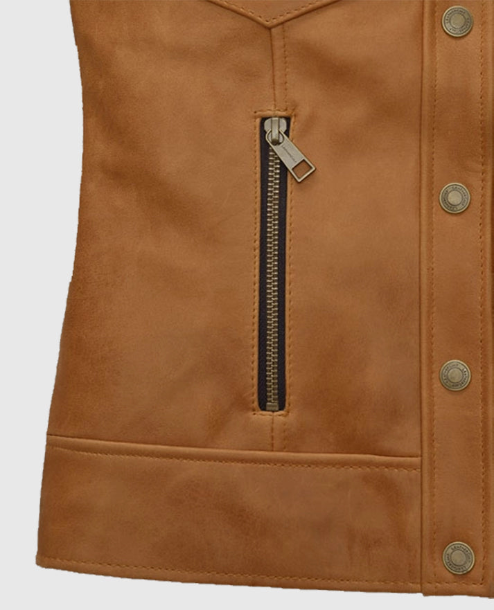 Gigi Hadid Tan Leather Jacket