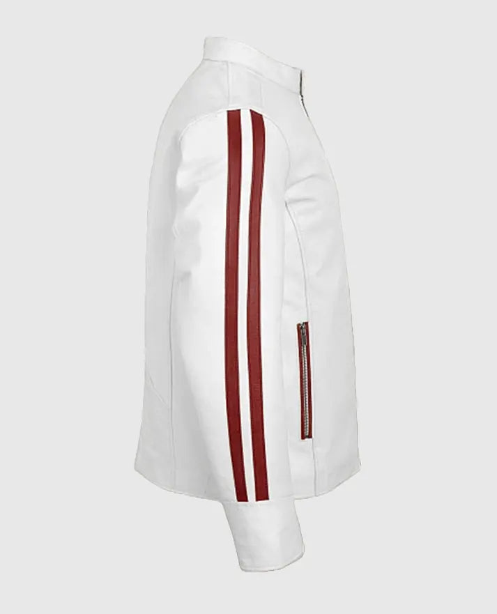 Men’s White Biker Leather Jacket