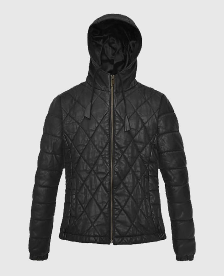 Women's Quilted Black Hooded Jacket
