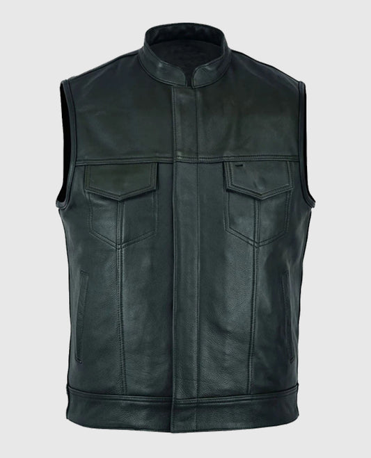 Sons Of Anarchy Inspired Black Leather Vest