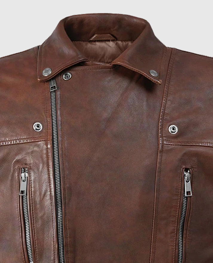 Men's Dauntless Brown Biker Leather Jacket