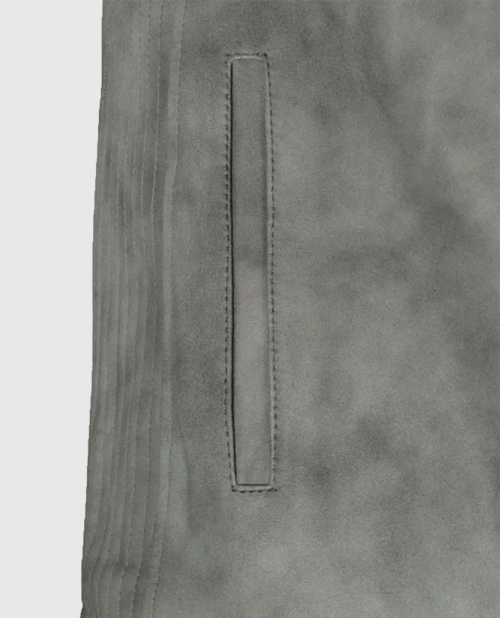 Men’s Harbor Gray Biker Suede Jacket