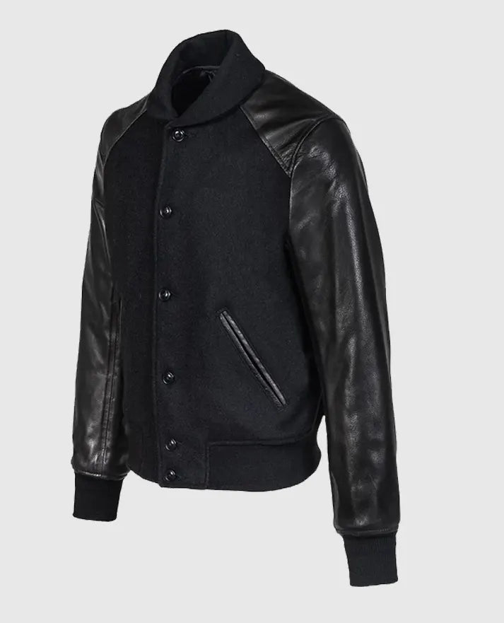 Men’s Black Varsity Leather Jacket