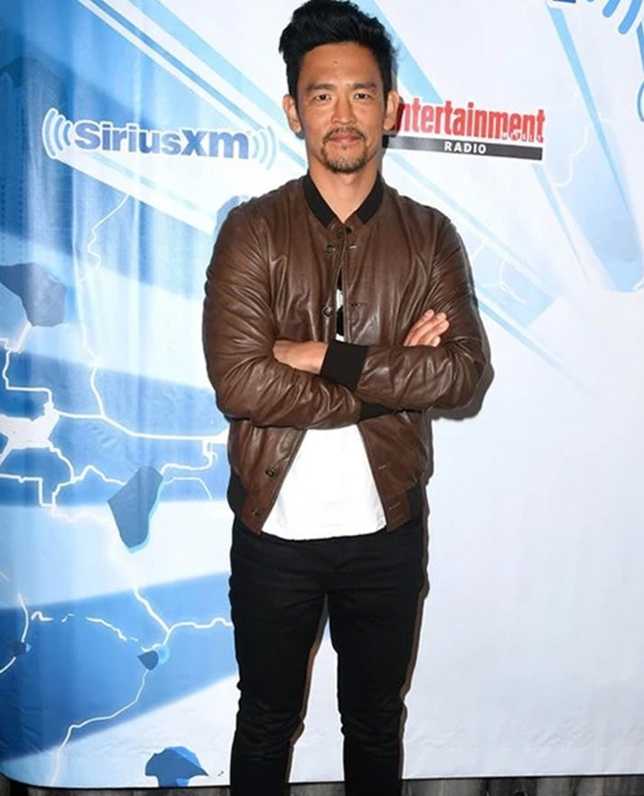 John Cho Leather Bomber Jacket