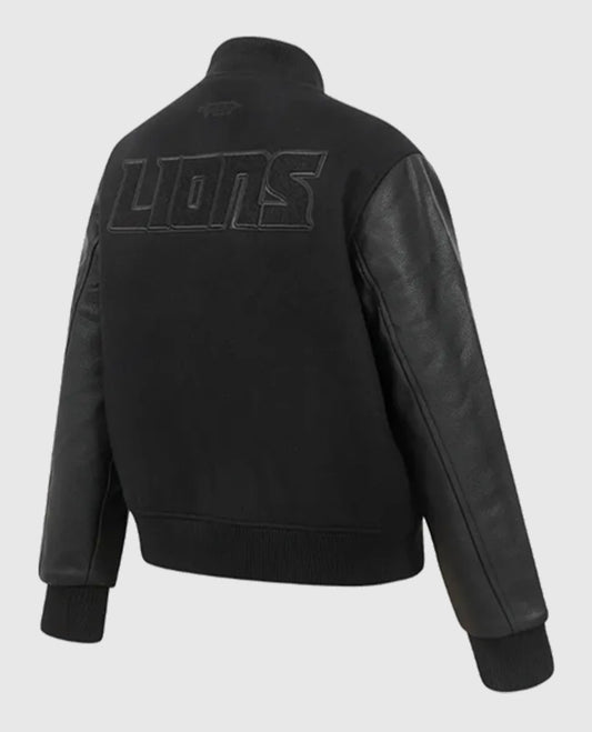 Detroit Lions Triple Black Varsity Jacket