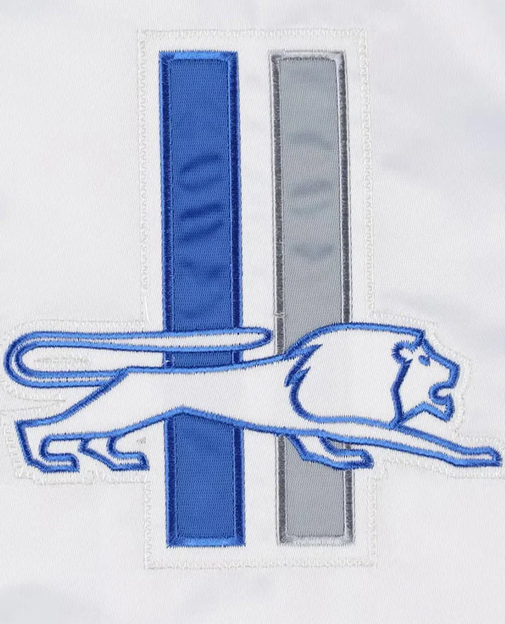 Detroit Lions Throwback Warm Up Pitch Varsity Satin Jacket