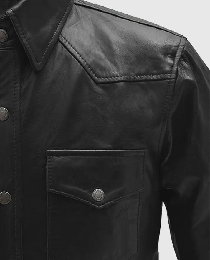 Men’s Black Trucker Leather Jacket