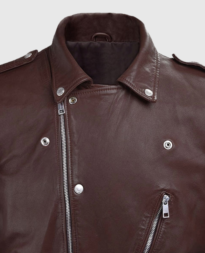 Men's Beast Burgundy Biker Leather Jacket