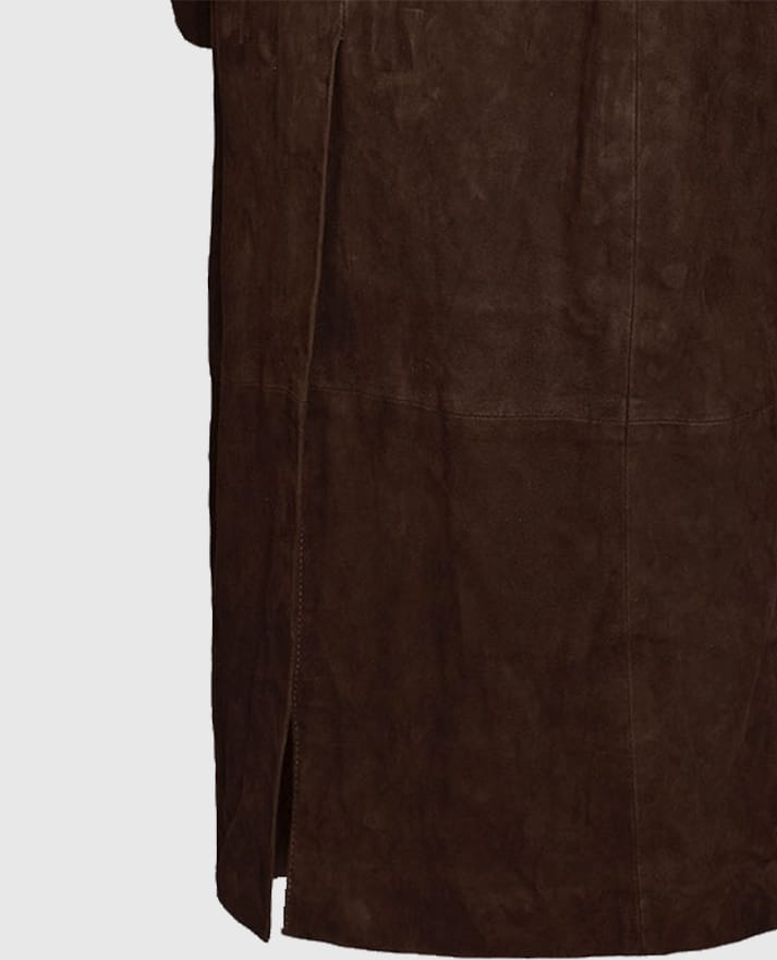 Women's Dark Brown Suede Alpine Leather Long Coat