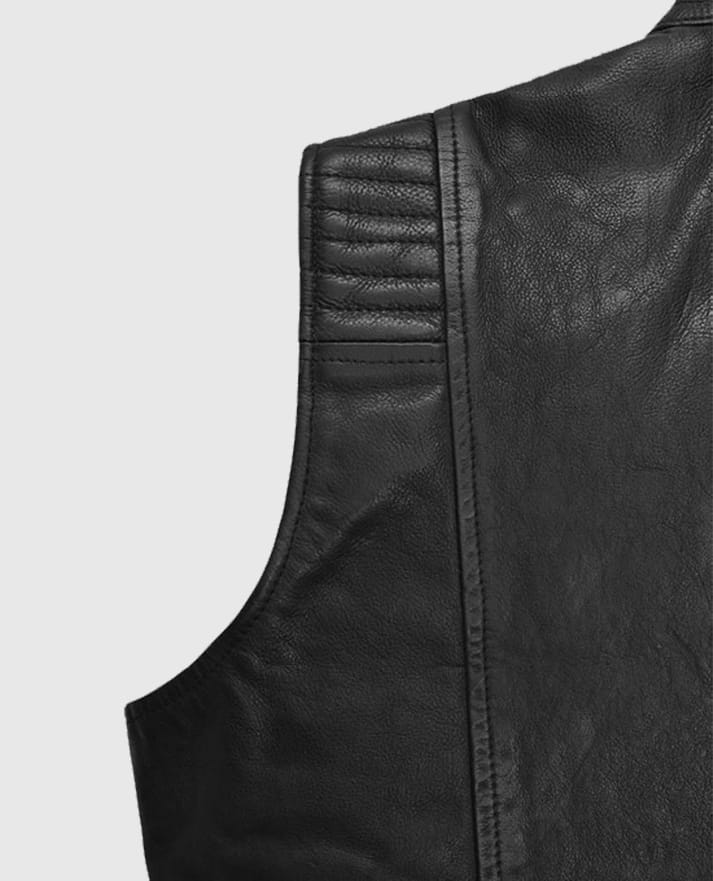 Men’s Quilted Black Leather Biker Vest