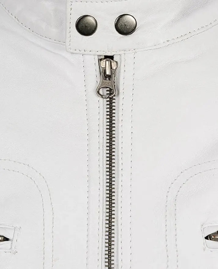 Men’s White Motorcycle leather Jacket