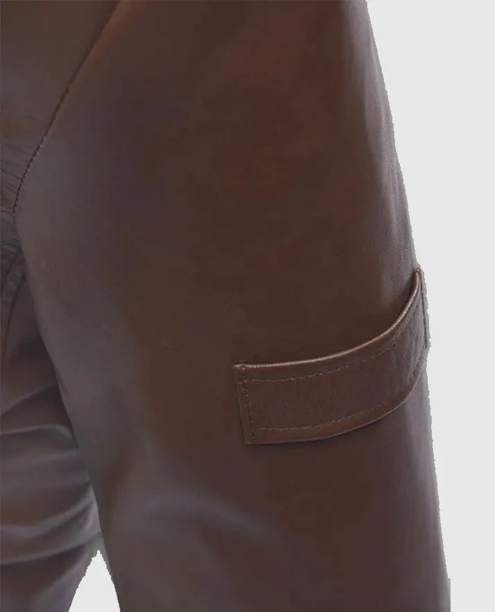 Men’s Shirt Style Brown Leather Jacket