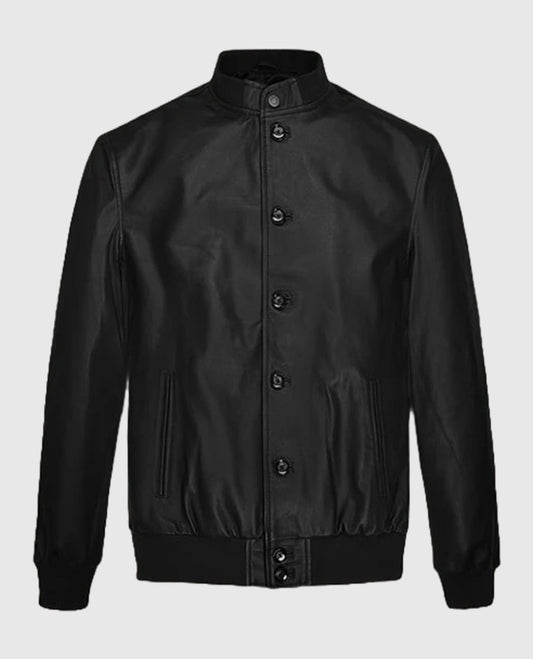 John Cho Leather Bomber Jacket