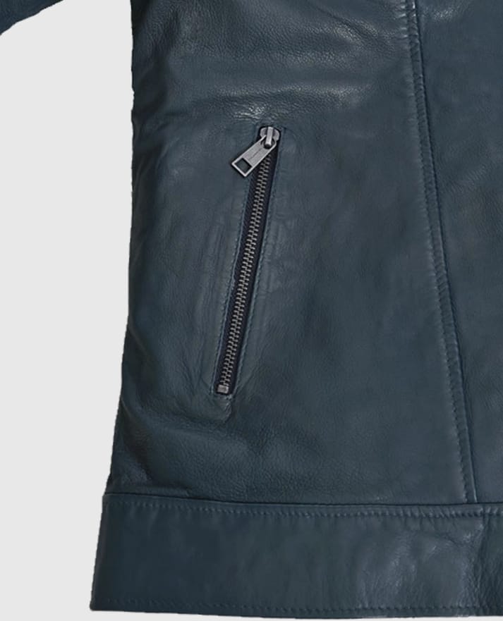 Soft Winsor Blue Washed & Wax Leather Jacket