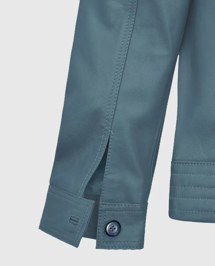 Davin Men’s Blue Leather jacket