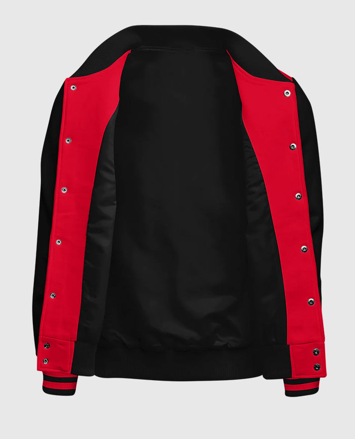 Casual Red and Black Varsity Jacket