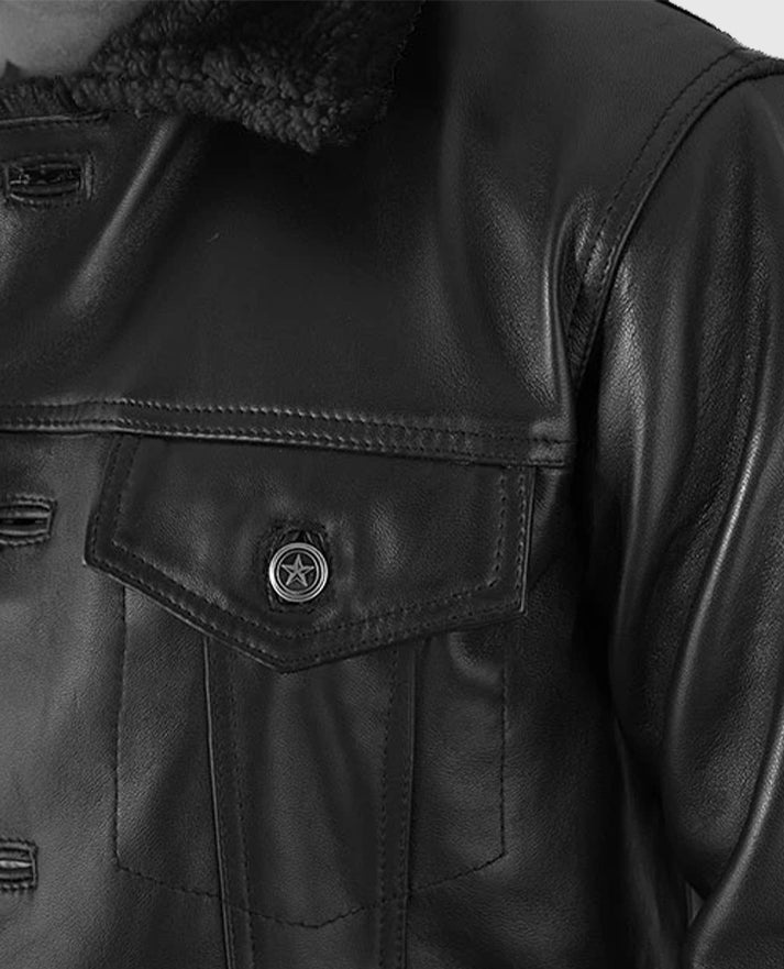 Men's Black Sherpa Leather Jacket