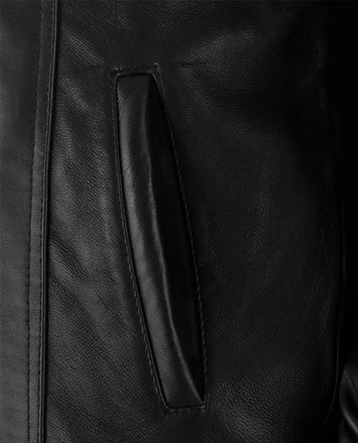 Men’s Black Leather Sherpa Style Jacket