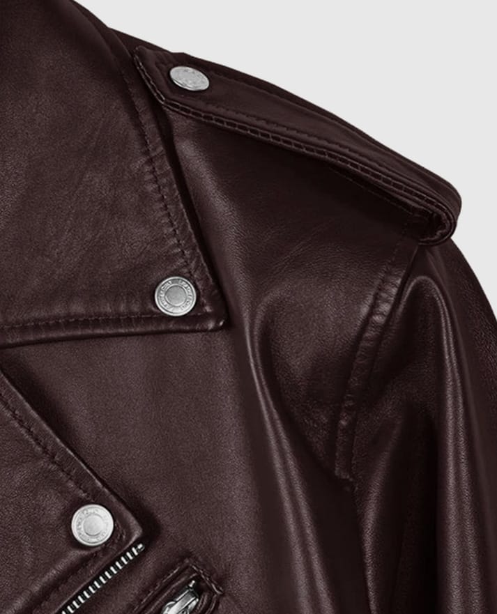 Joe Jonas Maroon Leather Jacket