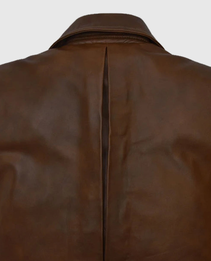 The Kingsman Harris Dickinson Brown Leather Jacket