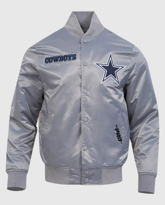 Dallas Cowboys Souvenir Gray Varsity Satin Jacket