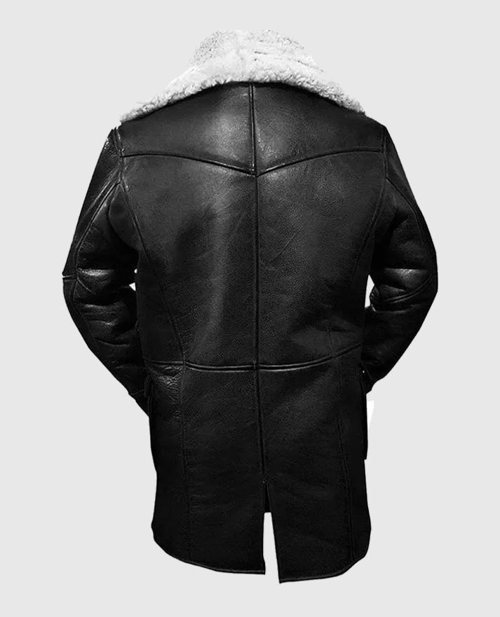 Dark Knight Rises Tom Hardy Shearling Black Leather Trench Coat