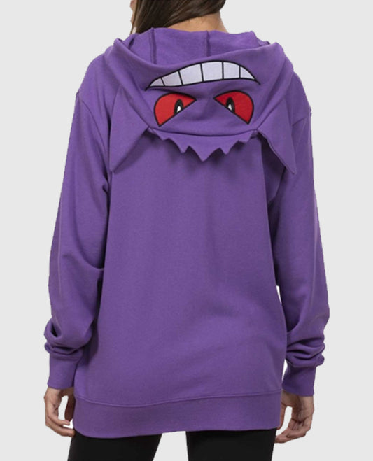 Gengar Themed French Terry Zip-Up Hoodie