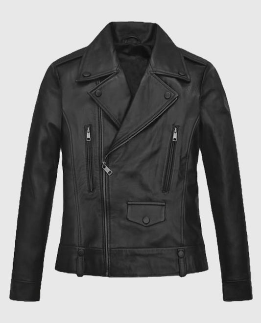 Hailey Baldwin Bieber Black Leather Biker Jacket
