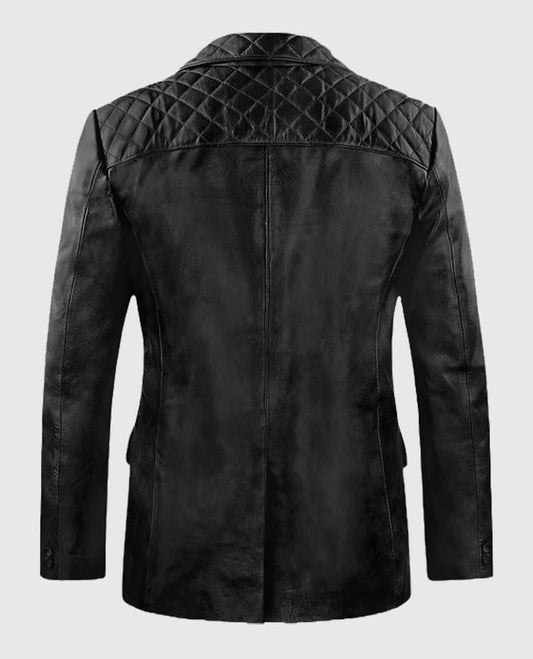 Harper Black Leather Blazer