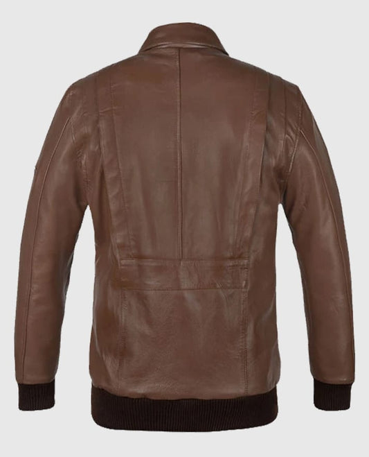 Hunter Brown Bomber Leather Jacket