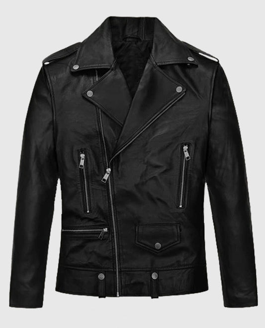 Jimin Black Biker Leather Jacket