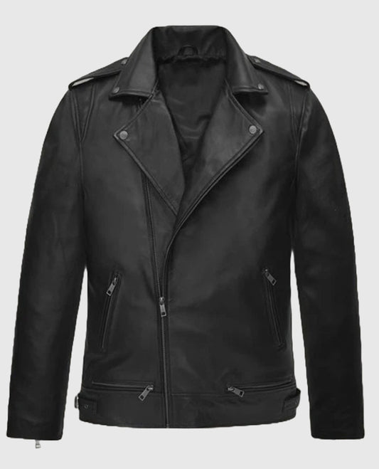 Kim Taehyung Black Leather Biker Jacket