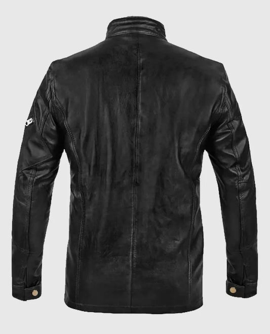 Military Command Black Leather Jacket