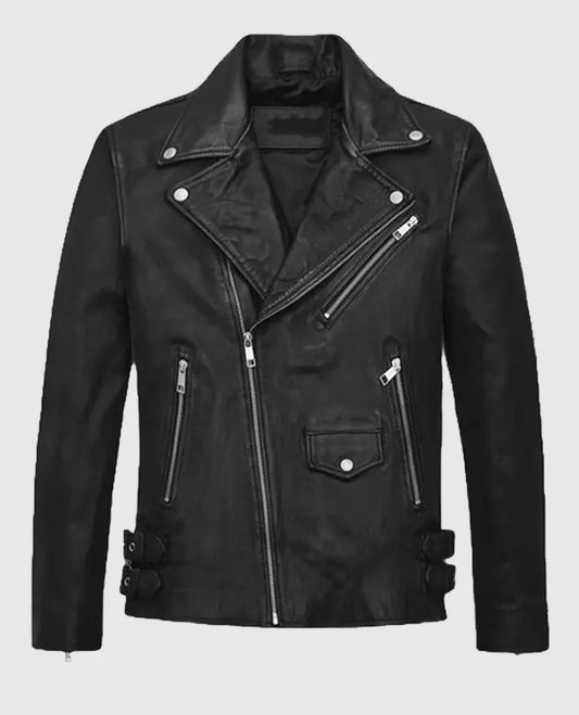 Nicholas Hoult Black Leather Biker Jacket