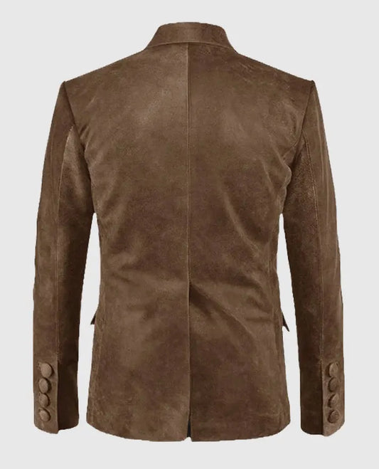 Quaint Brown Leather Blazer