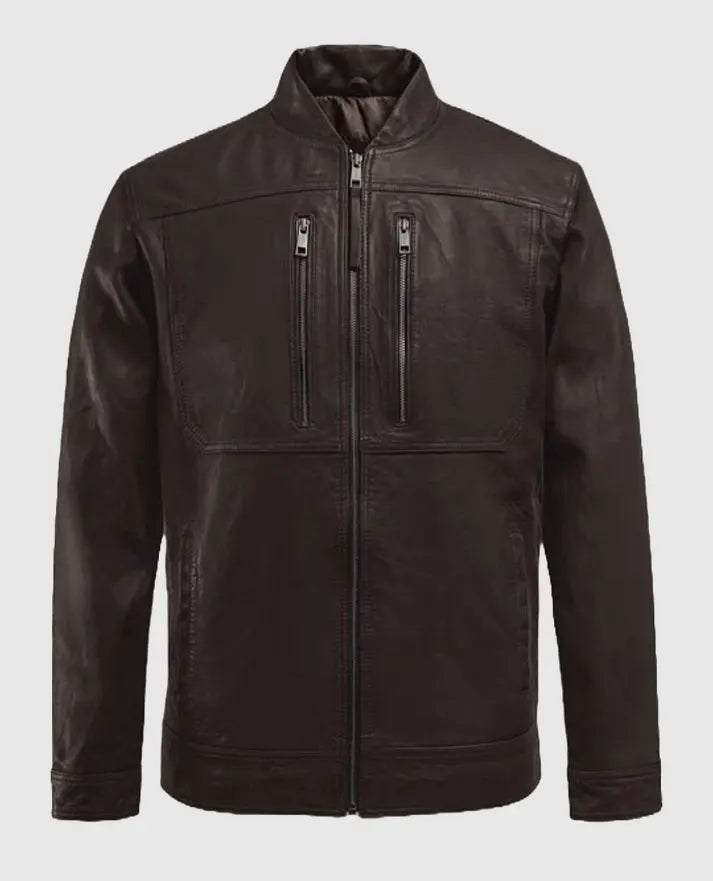 Men's Thunder Storm Brown Biker Leather Jacket