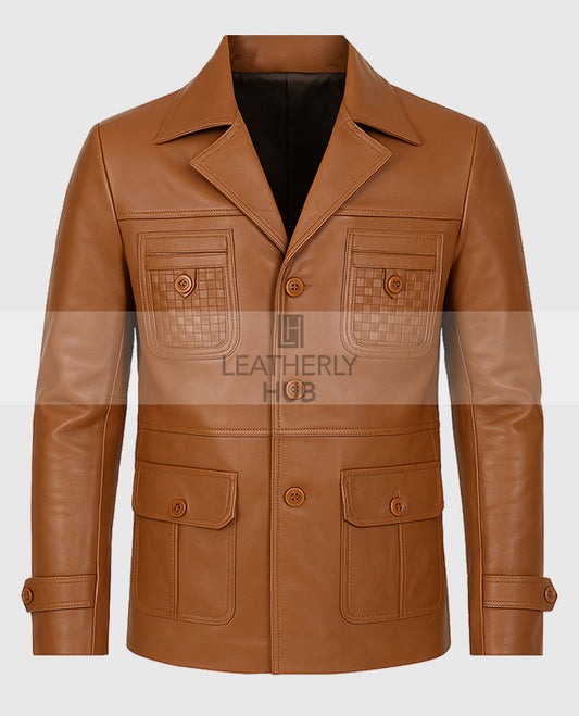 Zac Efron Evil and Vile Brown Leather Blazer