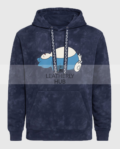 Snorlax Blue Mineral-Wash Pullover Hoodie