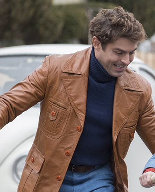 Zac Efron Brown leather blazer