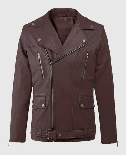 Dauntless Burgundy Biker Leather Jacket