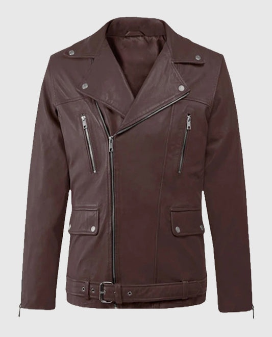 Dauntless Burgundy Biker Leather Jacket