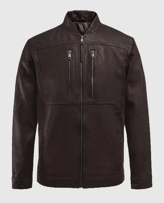 Men's Thunder Storm Brown Biker Leather Jacket