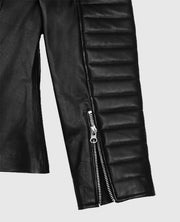 Women's Black Quilted Biker Leather Jacket